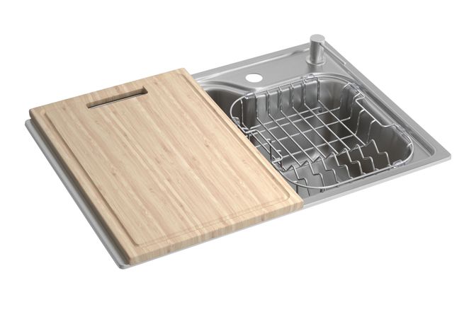 だいけら Cuba de Cozinha Retangular 60X40cm com Deck e Acessórios Inox CC