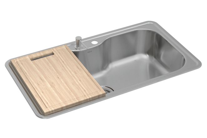 Cuba de Cozinha Retangular 80X40cm com Deck e Acessórios Inox CC